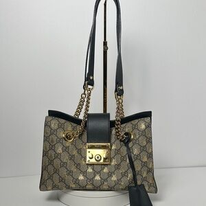💯Authentic Gucci Small GG Supreme Bee Padlock shoulder bag🍀